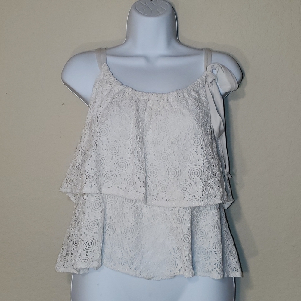 4/$20 Style & Co white crop top spaghetti strap top - Picture 1 of 10